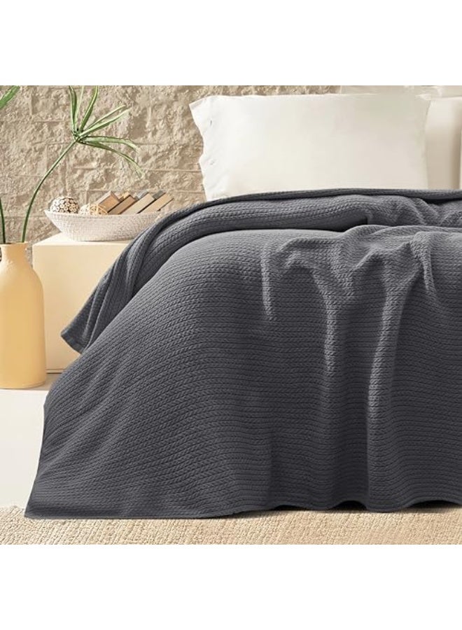 Relax Premium Egyptian Cotton Orchid Throw Blanket Ultra Soft And Lightweight With Elegant Woven Design King Size 255 × 225 cm Perfect For Bed Sofa And Couch  Grey Color - Image 3